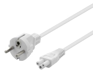 Deltaco DEL-109C-50V Power Cord, White, 0.5 m, CEE7/7, IEC C5