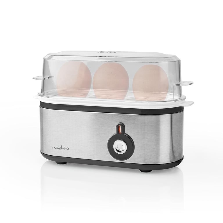 Nedis KAEB120EAL jajowar 3 jaj. 210 W Aluminium, Czarny, Przezroczysty
