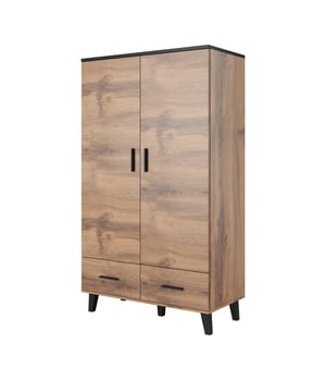 LOTTA 2D2S Wardrobe in Wotan Oak + Matte Black