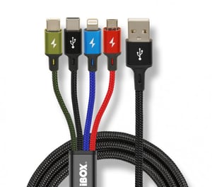 iBox Universal 4 in 1 charging cable I-BOX USB IKUM4W1 - Kabel kabel USB 1,2 m Micro-USB A 2 x USB C Wielobarwny
