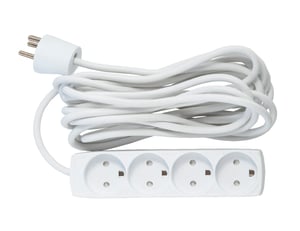 Microconnect GRU00450WDK 5 m langer Verteiler mit 4 x Netzanschlussbuchsen, für den Innenbereich, weiß
