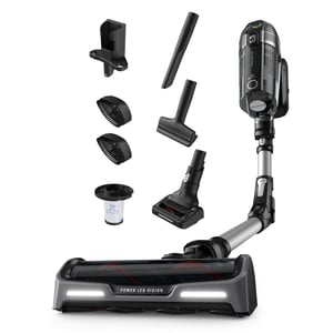 Rowenta X-Force RH9958 2-i-1-dammsugare med stativ, batteri, torr HEPA-filter, utan påse, 0,9 l, svart, grå
