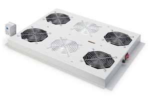 Digitus 19-tums ventilationspanel för serverskåp i Unique-serien, 4 x fläkt, termostat, grå