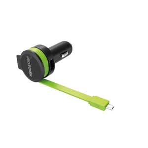 RealPower 257635 Portable Device Charger, Universal, Black, Green, Automatic Cigarette Lighter