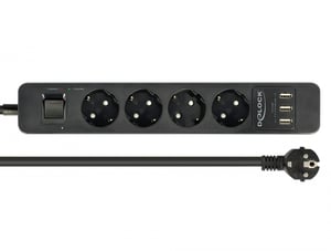DeLOCK 11209 1.5 m Splitter, 4 x Ethernet Ports, Indoor, Black