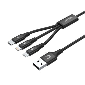 UNITEK C14049BK kabel USB USB 2.0 1,2 m USB C Micro-USB B/Lightning Czarny
