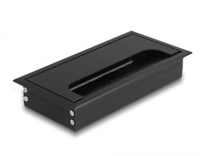 DeLOCK Kabeldurchführung mit Bürste für den Einbau in einen Tisch, 160 x 80 x 28 mm, schwarz