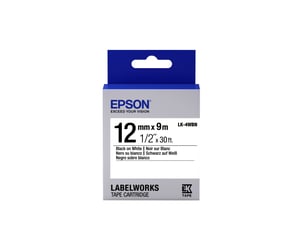 Epson Label Cartridge Standard Schwarz/Weiß 12 mm (9 m) Etikettenband Schwarz auf Weiß