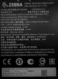 Zebra BTRY-ET4X-10IN1-01 Replacement Part / Accessory for Tablets Battery
