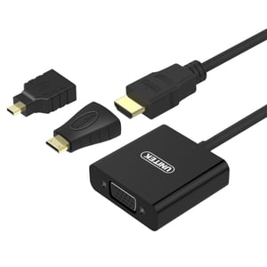UNITEK Y-6355 adapter kablowy VGA (D-Sub) HDMI Typu A (Standard) Czarny