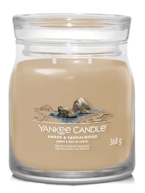 Yankee Candle Amber & Sandalwood świeca Cylidner Bursztyn, Kardamon, Drewniany Brązowy 1 szt.