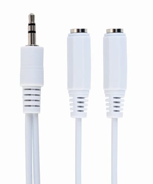 Gembird 10cm, 3.5mm/2x3.5mm, M/F kabel audio 0,1 m Biały