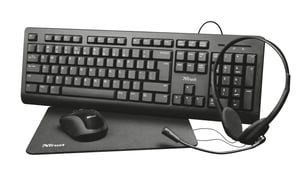 Trust Primo-tangentbord Medföljande mus Kontor USB QWERTY Engelska Svart