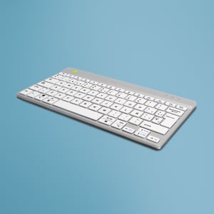 R-Go Tools Ergonomische R-Go Compact Break-Tastatur, Bluetooth, mit Software für Pausen, QWERTY (ES), weiß