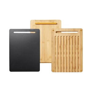 Fiskars 1057550 Rectangular Bamboo-Look Plastic Cutting Board, Black