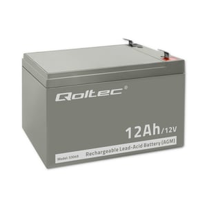 Qoltec 53049 VRLA AGM Battery, 12 V, 12 Ah