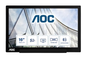 AOC I1601FWUX tragbarer Fernseher/Monitor Schwarz, Silber 39,6 cm (15,6") LED 1920 x 1080 px