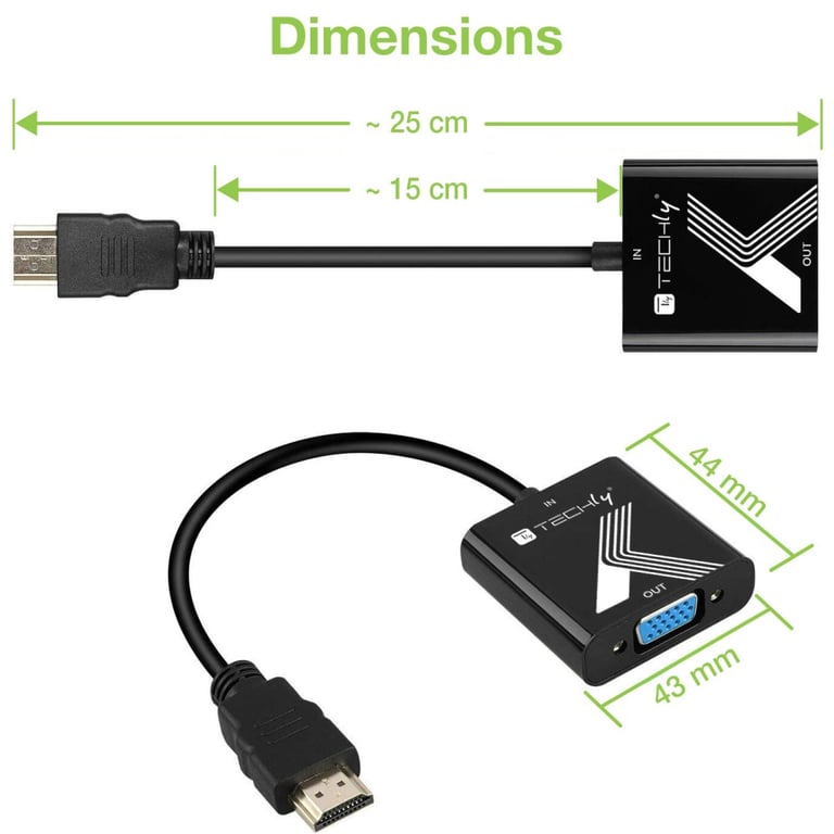 Techly IDATA HDMI-VGA2P konwerter sygnału wideo 1920 x 1200 px