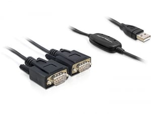 DeLOCK 2x RS232/USB 2.0 kabel równoległy Czarny USB Typu-A 2 x DB-9