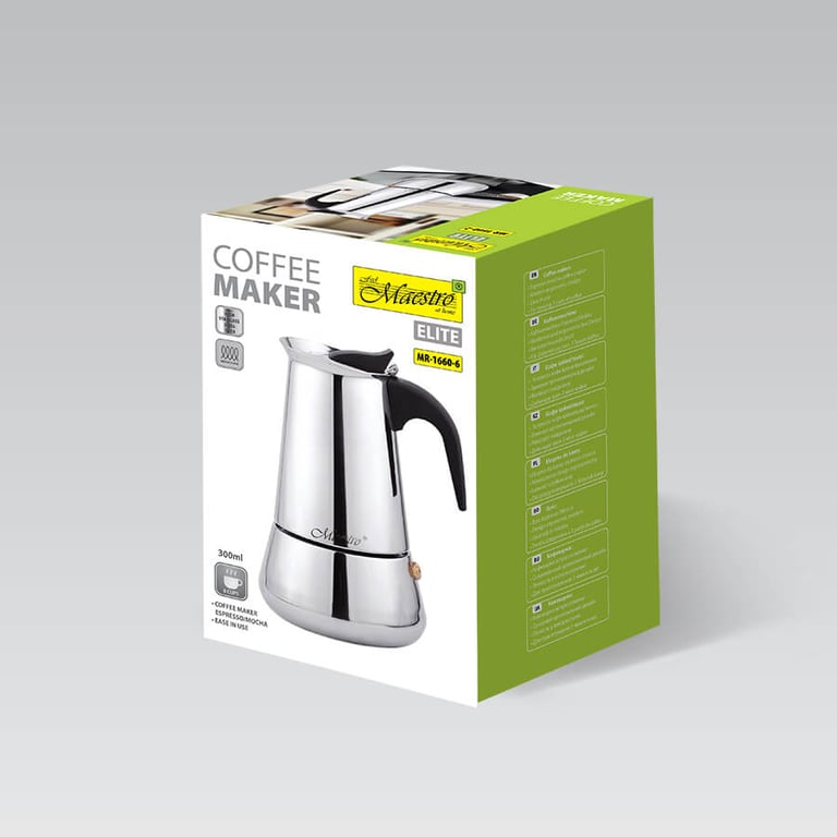 Maestro MR-1660 Kawiarka moka 0,3 l Czarny, Stal nierdzewna