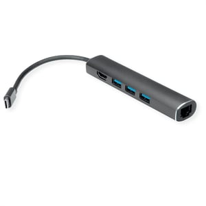 VALUE 12.99.1043 dockningsstation, kabelansluten, USB 3.2 Gen 1 (3.1 Gen 1), Type-C, grå