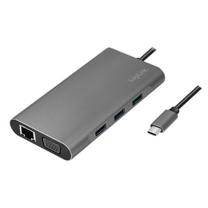 LogiLink UA0383 Wired USB 3.2 Gen 1 (3.1 Gen 1) Type-C Docking Station, Silver
