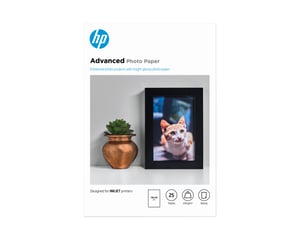 HP Advanced Photo Paper, Glossy, 250 g/m², 10 × 15 cm, 25 sheets