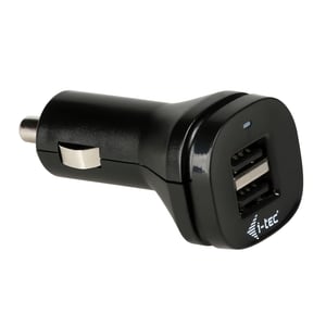 i-tec CHARGER-CAR2A1 Ladegerät für mobile Geräte wie MP3-Player, MP4-Player, Smartphones und Tablets – Schwarz – Automatischer Zigarettenanzünder