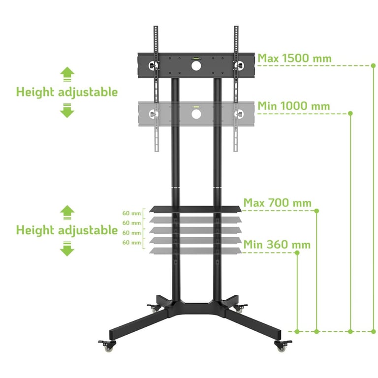 Techly ICA-TR6 uchwyt do telewizorów 165,1 cm (65") Czarny
