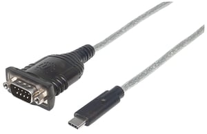 Manhattan 151283 parallellkabel Svart, Silver 0,45 m USB-C Serial/COM/RS232/DB9