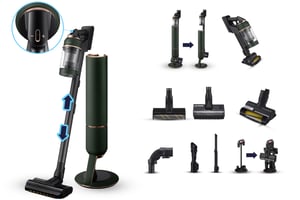 Samsung BESPOKE Jet Complete Extra Upright Vacuum Cleaner, Battery-Powered, Dry, Bagless, 0.5 L, 580 W, Black