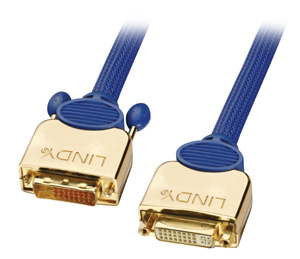 Lindy DVI-D Premium Gold Dual Link 3,0 m DVI-kabel 3 m Blå