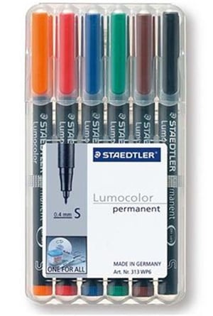 Staedtler 313 WP6 Permanent Marker: Black, Blue, Brown, Green, Orange, Red (6-pack)