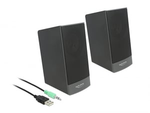 DeLOCK USB-Stereo-Lautsprecher 2.0 mit 3,5-mm-Stereo-Klinkenstecker (Stecker) und USB-Stromversorgung