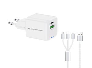 Conceptronic ALTHEA16W Ladegerät für mobile Geräte, universell, weiß, Wechselstrom, Schnellladung, für den Innenbereich