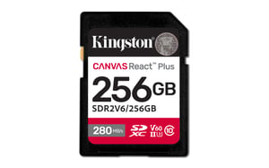 Kingston Technology 256 GB Canvas React Plus SDXC UHS-II 280R/150W U3 V60 för Full HD/4K