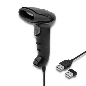 Qoltec 50868 Barcode Scanner Handheld 1D/2D Laser Barcode Scanner, Black