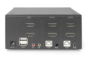 Digitus Przełącznik KVM, 2-portowy, podwójny wyświetlacz, 4K, HDMI®
