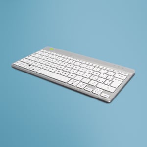 R-Go Tools Ergonomische R-Go Compact Break-Tastatur, Bluetooth, mit Software zur Einplanung von Pausen, QWERTY (IT), weiß