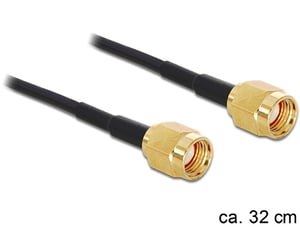 DeLOCK 88475 koaxialkabel 0,32 m RP-SMA Guld, Svart
