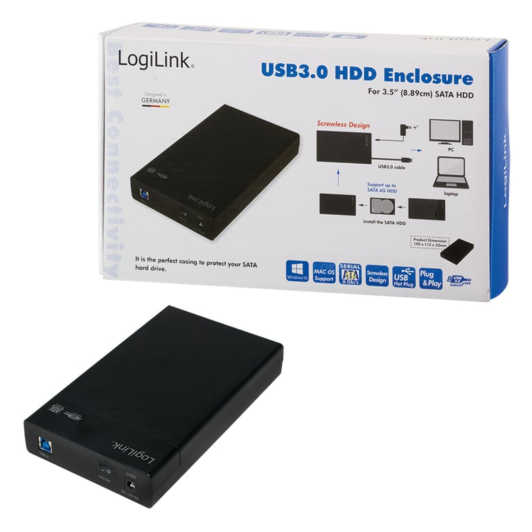LogiLink UA0276 obudowa do dysków twardych Obudowa HDD Czarny 3.5"