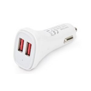 Techly IUSB2-CAR2-4A2P Portable Device Charger for Digital Cameras, MP4 Players, Smartphones, and Tablets—White—Automatic
