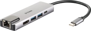 D-Link DUB-M520 dockningsstation, kabelansluten Thunderbolt 3, aluminium