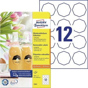 Avery 5083 bedruckbare Etiketten, weiß, selbstklebende Etiketten zum Bedrucken