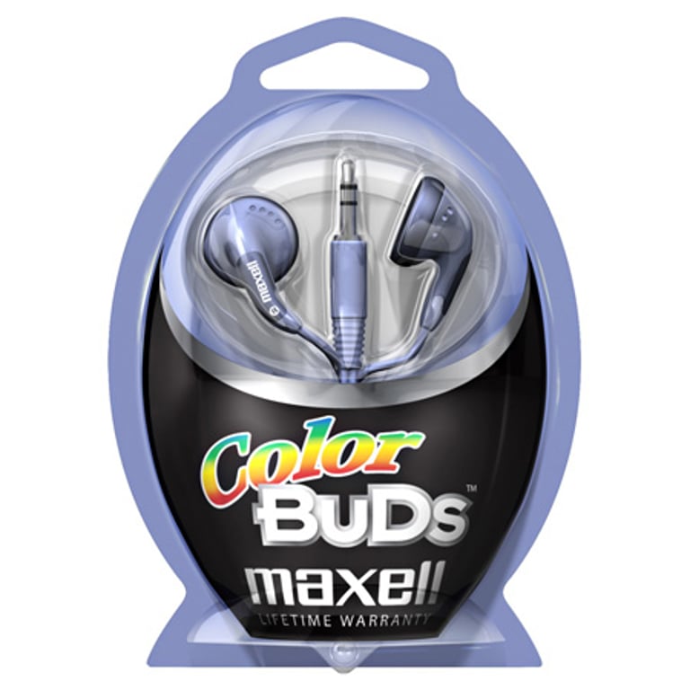 Maxell Colour Budz Headphones Purple Zestaw słuchawkowy Przewodowa Niebieski, Fioletowy