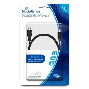 MediaRange MRCS160 USB-kabel USB 3.2 Gen 1 (3.1 Gen 1) 1,2 m USB A till USB C Svart