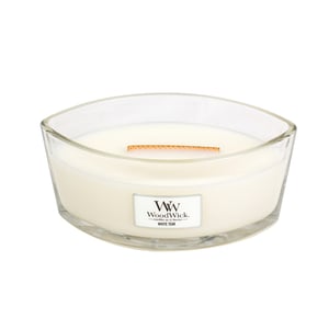 WoodWick White Teak świeca Elipsa Drzewo cedrowe, Drzewo sandałowe Biały 1 szt.