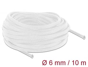 DeLOCK Geflochtenes, dehnbares Kabel, 10 m x 6 mm, weiß