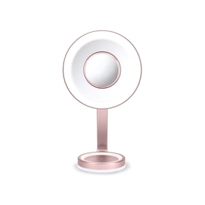 BaByliss LED Beauty Mirror Makeup Mirror Freestanding Round Pink