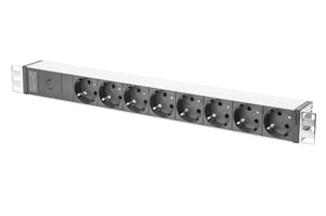 Digitus 19"-Rack-PDU-Steckdosenleiste, 8x Schuko-Steckdose, 2,0 m, 1x C14-Stecker, 10 A, Aluminiumprofil